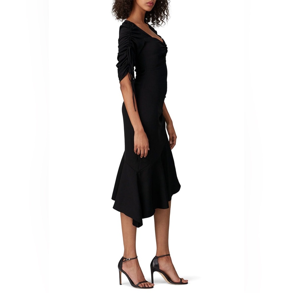 Rodarte Black Ruched Asymmetric Ruffle Dress 2XS - Picture 3 of 14